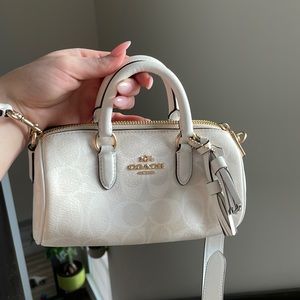White Coach round cross body hand bag